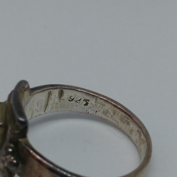 SOLD Citrine Sterling Silver Asian Style Square - Picture 4 of 5